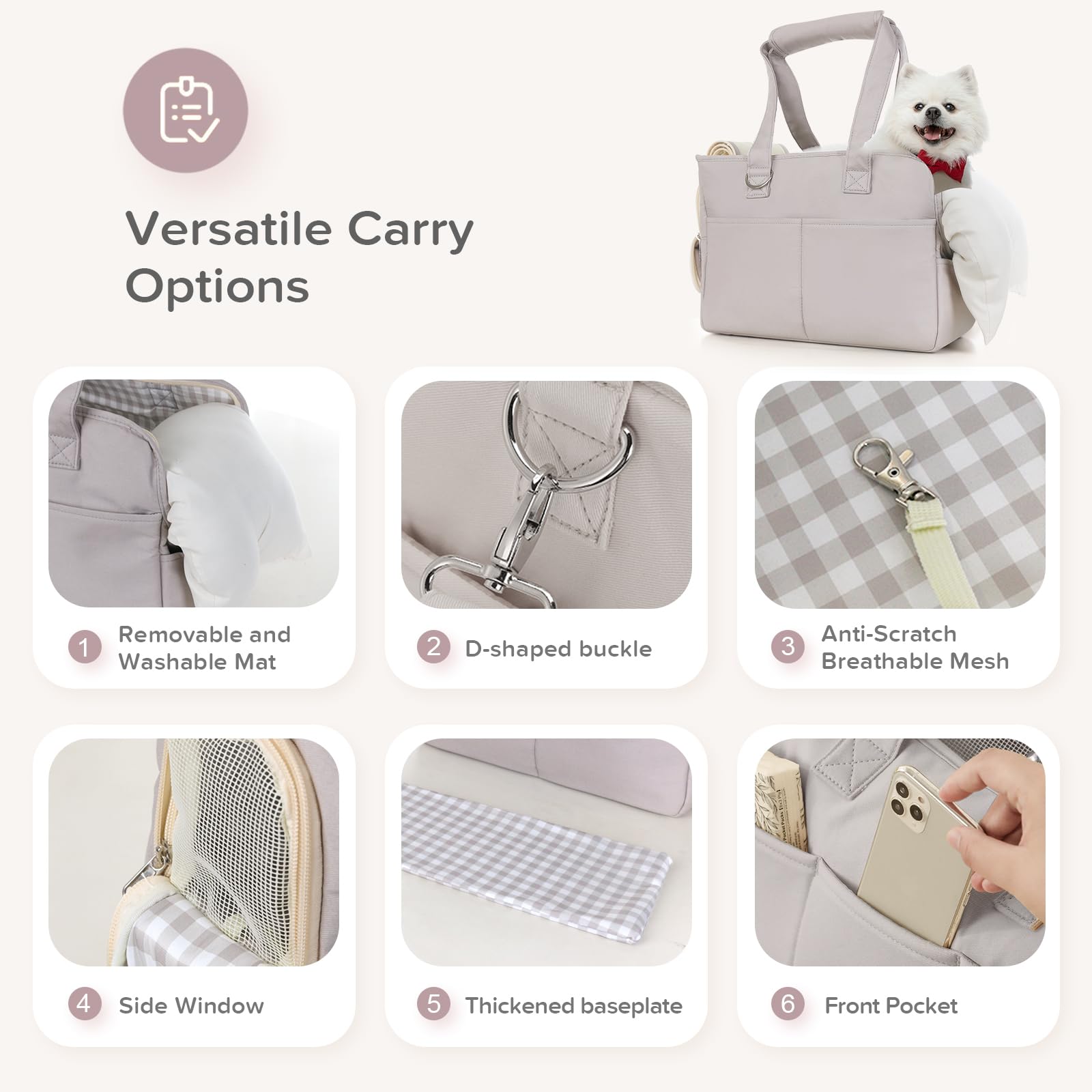 JourCraf Portador de bolso para perros – dimensiones 16.5 x 7.5 x 12.5 para ajuste cómodo.