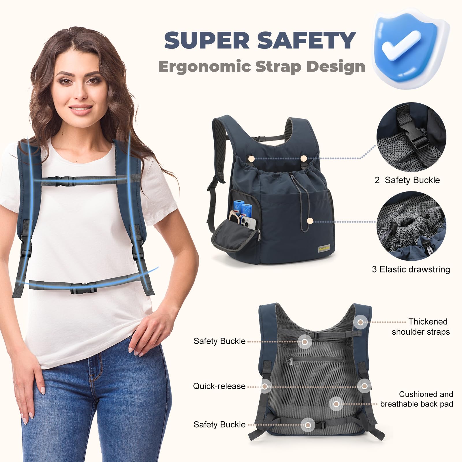 JourCraf Mochila Portador Perro, bolsillo delantero amplio para accesorios y premios
