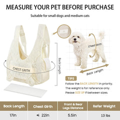 JourCraf Mochila portamascotas, enfoque en dimensiones para ajustar el confort de la mascota y del usuario.