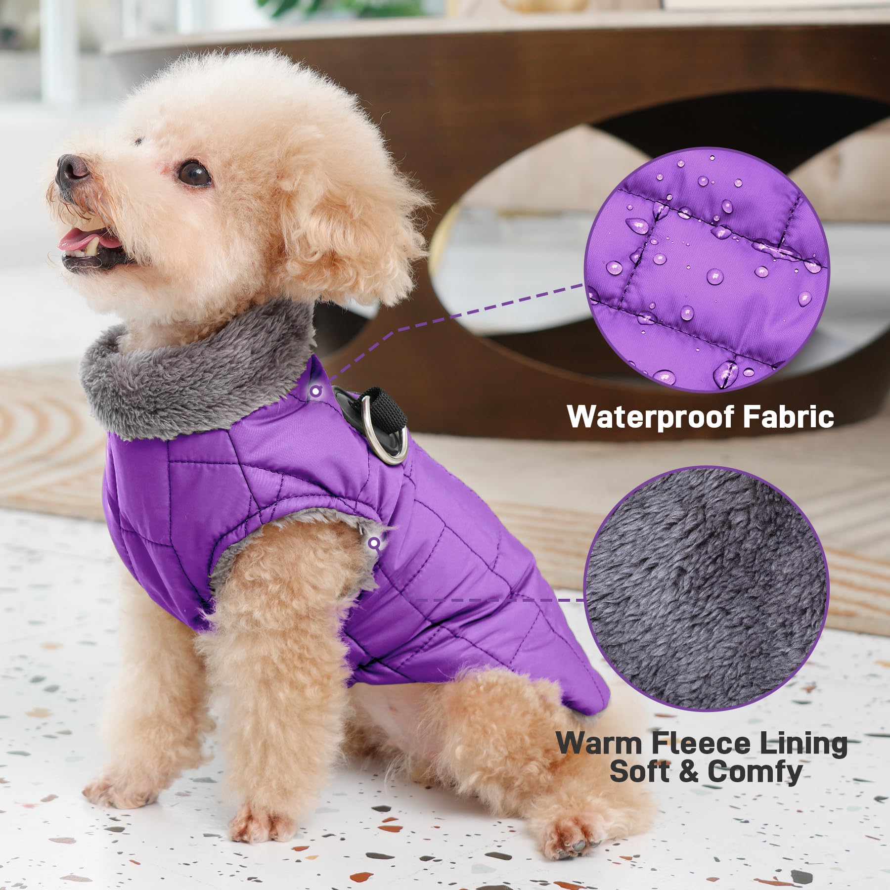 JoyDaog abrigo impermeable para perro con cremallera trasera fácil de poner.