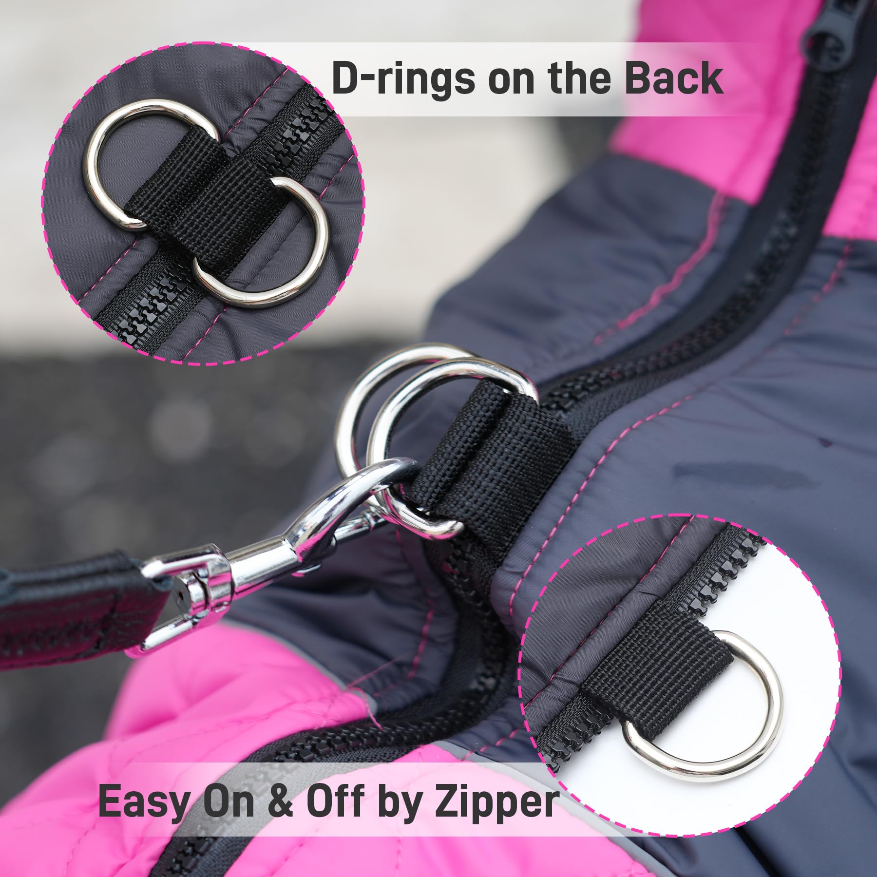 JoyDaog cazadora para perro grande, forro polar rosa, calor suave para paseos.
