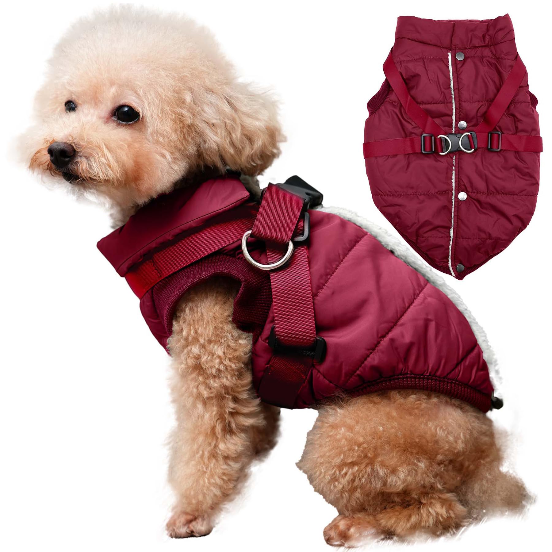 JoyDaog chaleco para perro con arnés integrado, rojo XL, ideal para paseos invernales.