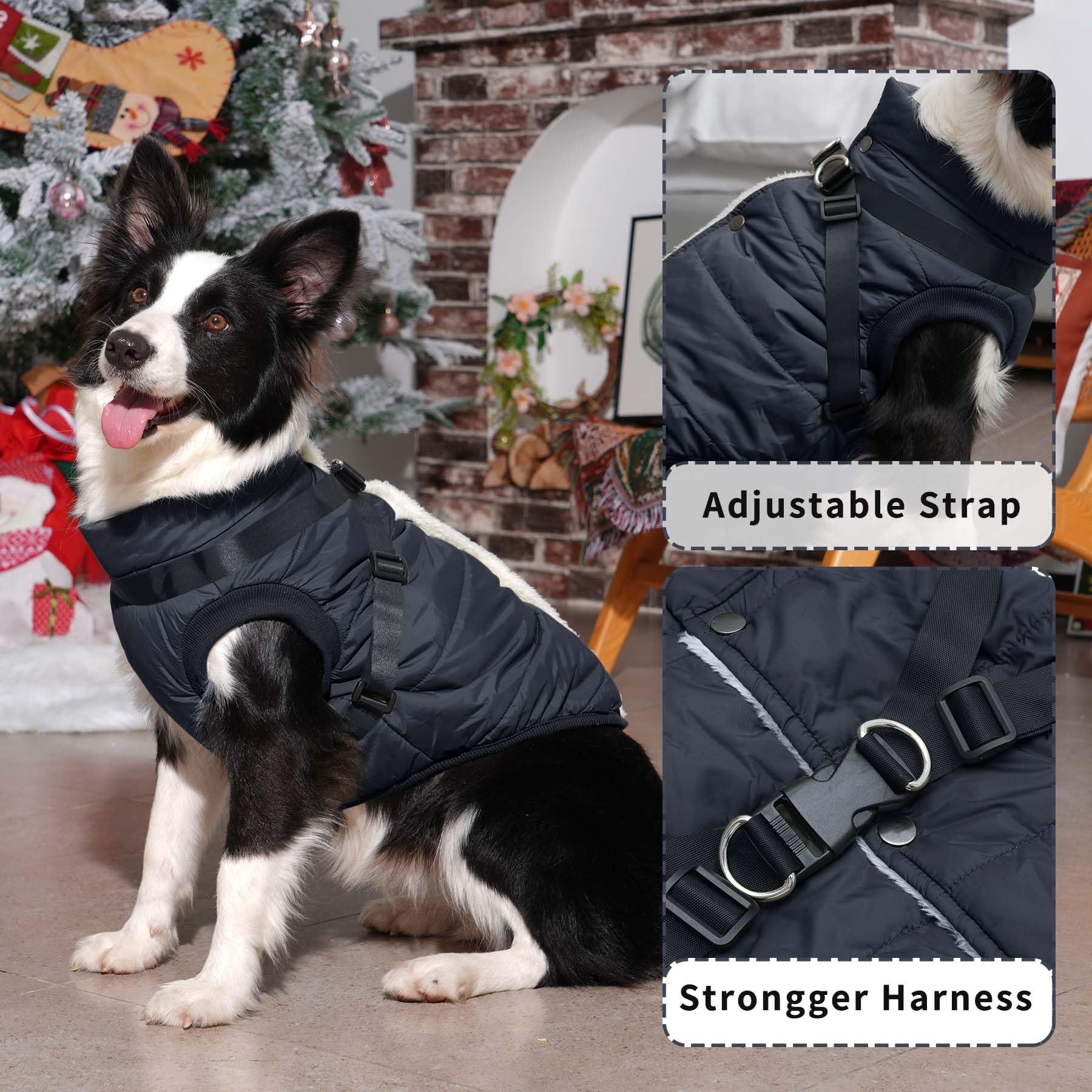 Chaqueta JoyDaog con arnés vista lateral distribuye la tracción para mayor comodidad