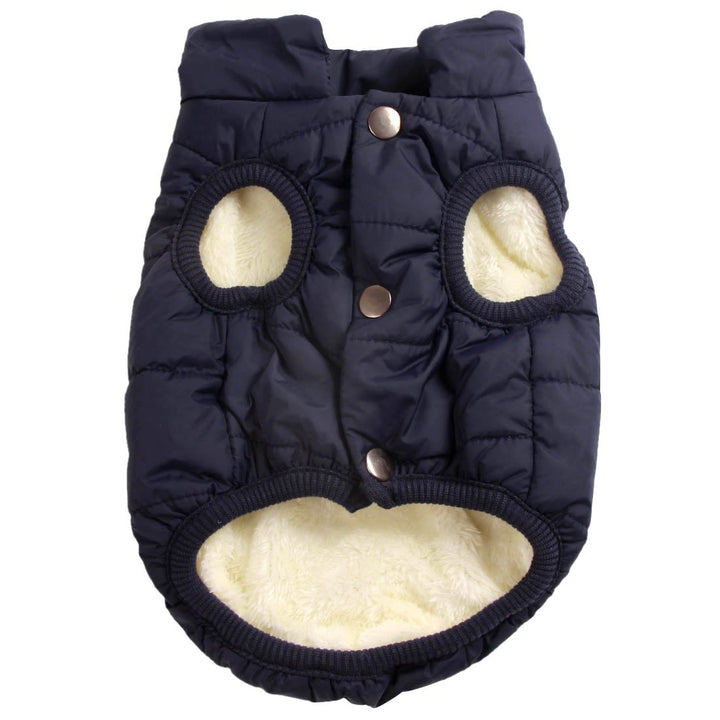 JoyDaog chaqueta para perro azul XS, vista frontal, comodidad en paseos fríos.