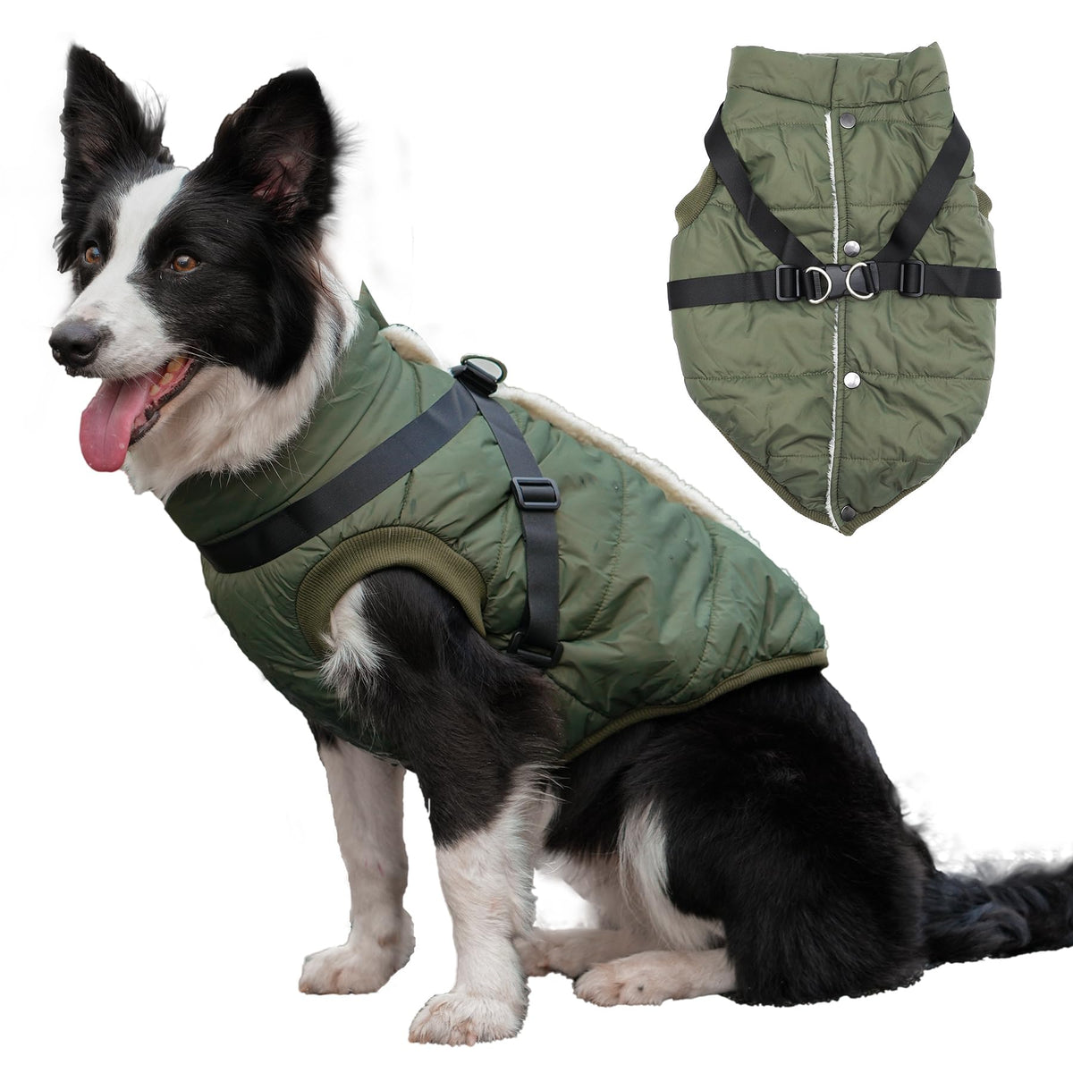 JoyDaog chaqueta con arnés frontal verde XXL, paseo más seguro y cómodo.