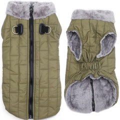 Chaqueta JoyDaog con forro polar y arnés integrado para paseos fríos.