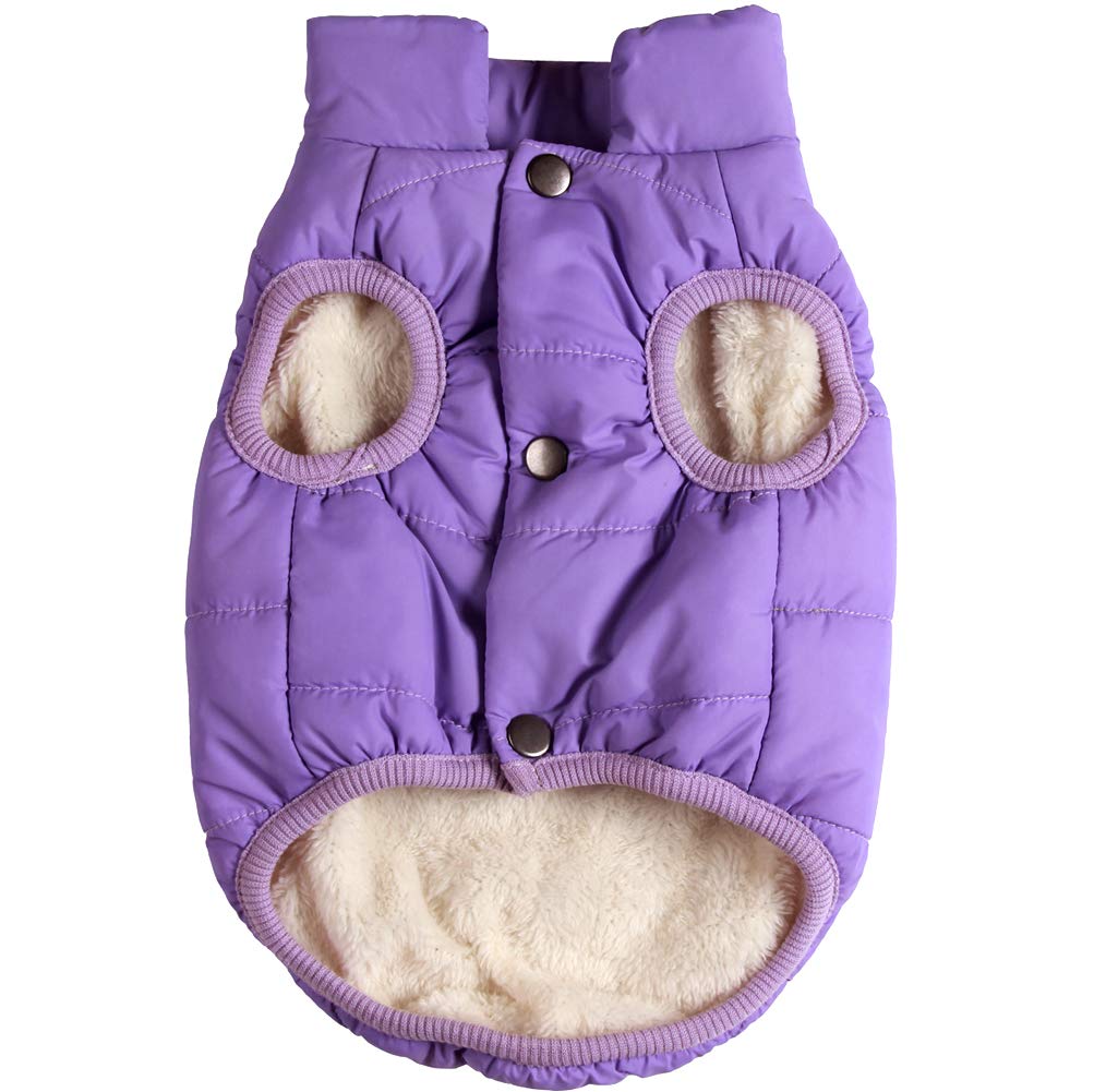 JoyDaog chaqueta perro invierno frontal lila: calor y libertad de movimiento.