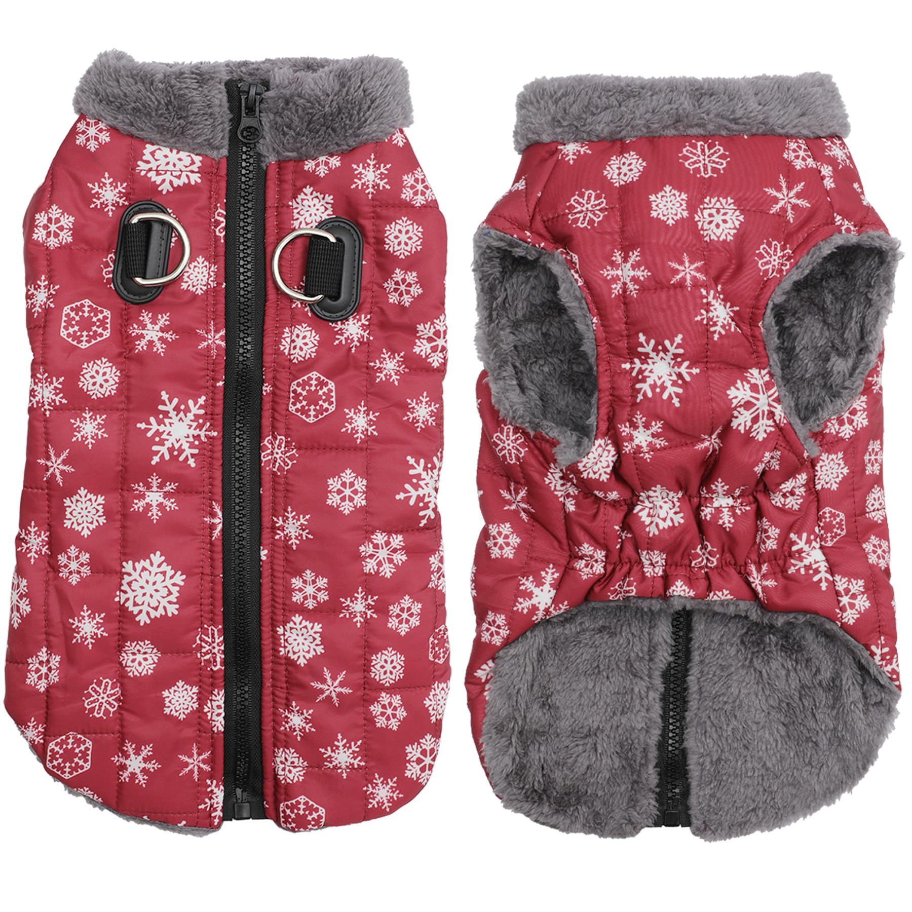 JoyDaog chaqueta polar para perro con dos anillos para correa seguro