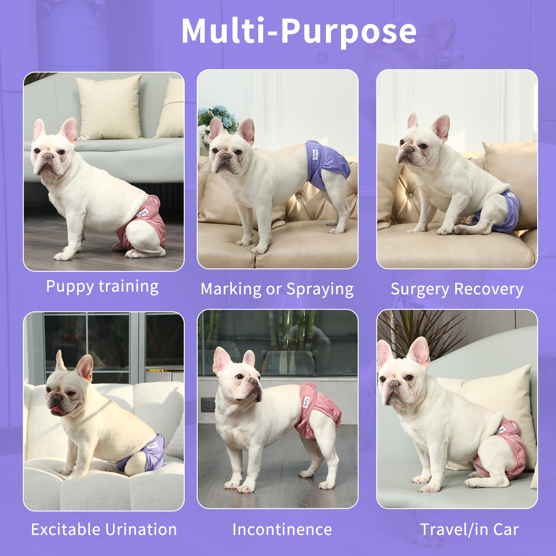 JoyDaog pañales para perro medio con doble capa de microfibra para evitar fugas