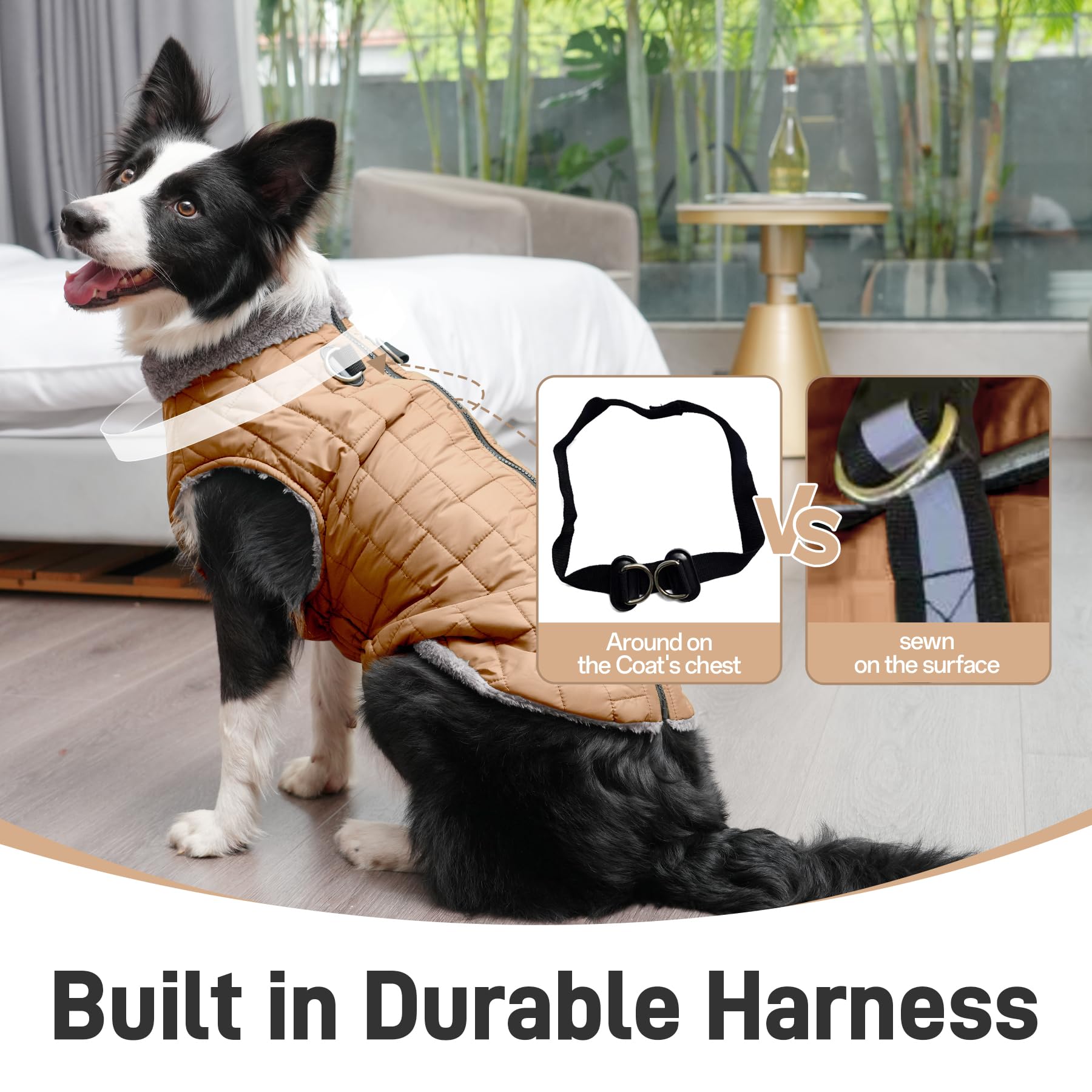 JoyDaog tejido impermeable con cuello de felpa para protección y estilo.