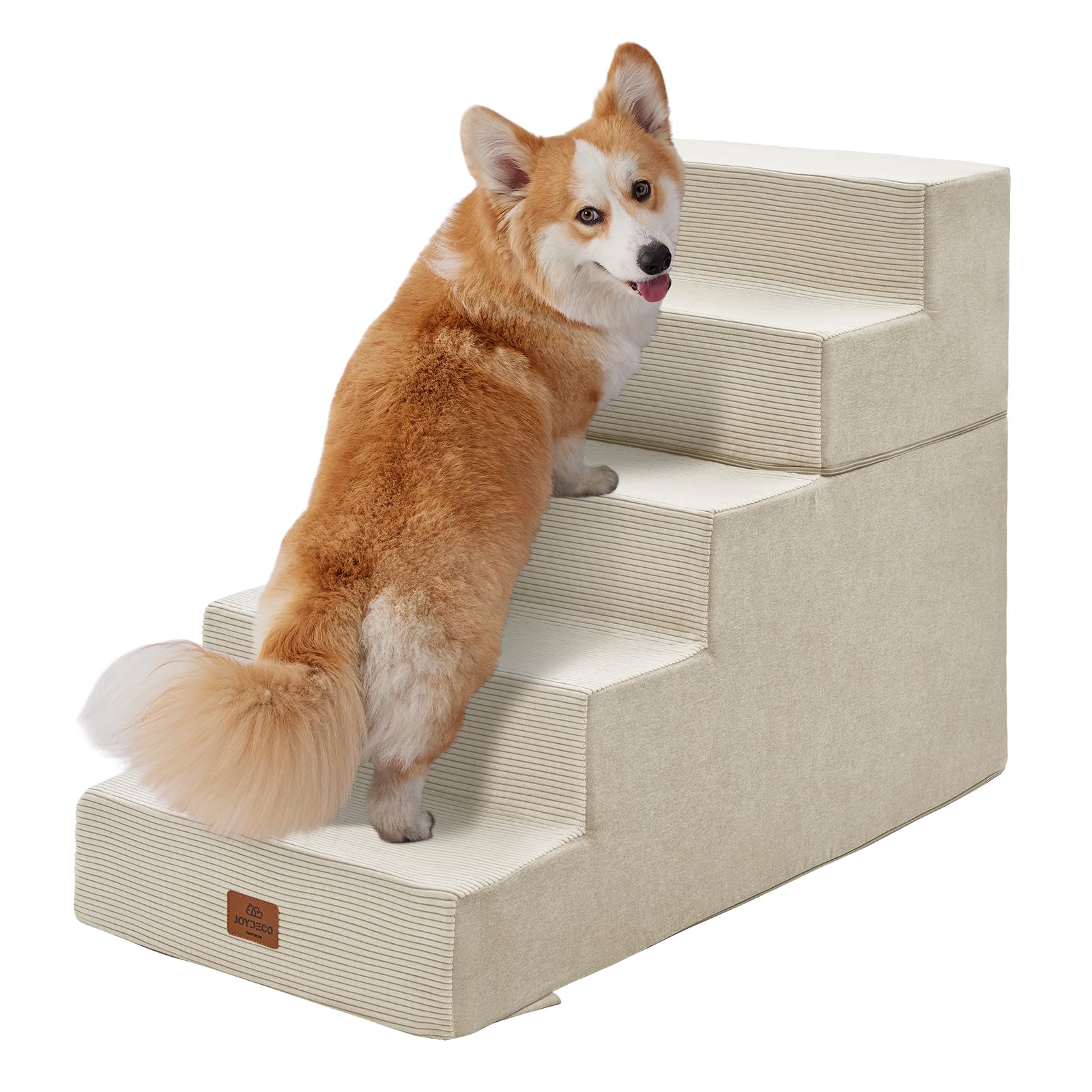 Joydeco escaleras para perros 5 pasos con plataformas amplias para subir a la cama.