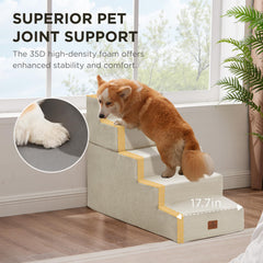 Joydeco escaleras para perros 5 pasos con espuma de alta densidad para estabilidad duradera.