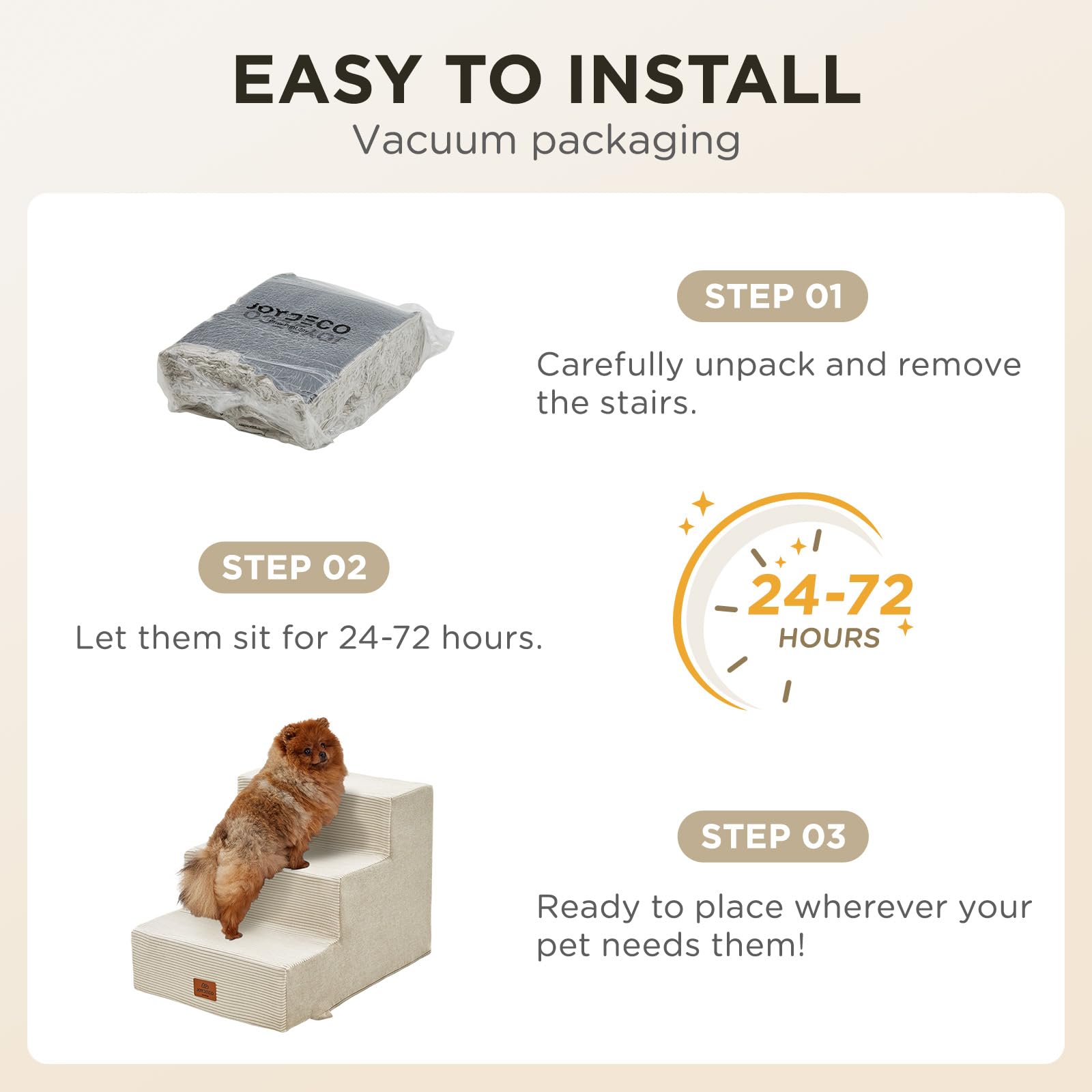 Joydeco escaleras para perros y gatos 5 pasos para subir al sofá o cama.
