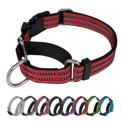 Collar martingala Joyeeiioo de nylon rojo, ajuste cómodo para paseos.
