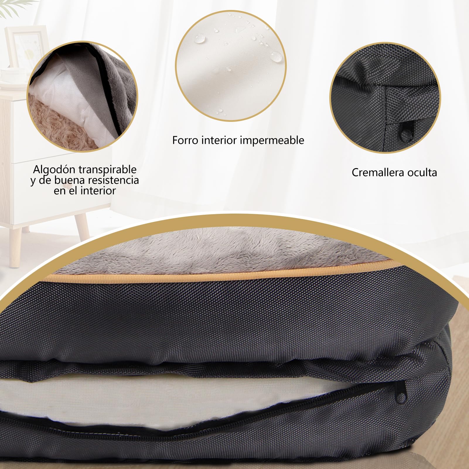 JOYELF cama para perros con cierre oculto y diseño limpio.