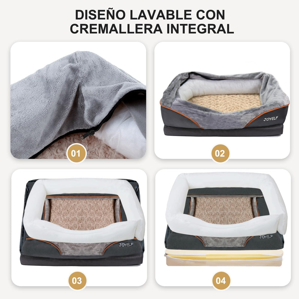 JOYELF cama para perros con soporte de cuello reforzado para comodidad.