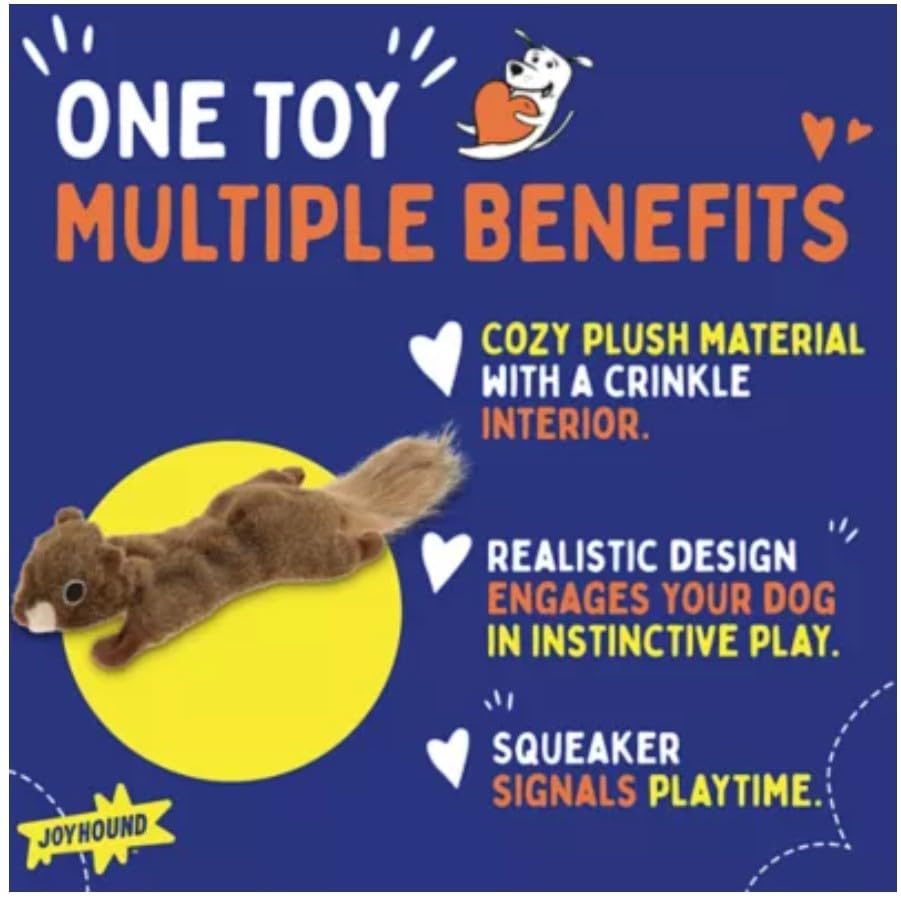 Joyhound juguete para perro: ardilla suave para abrazos y relajación.