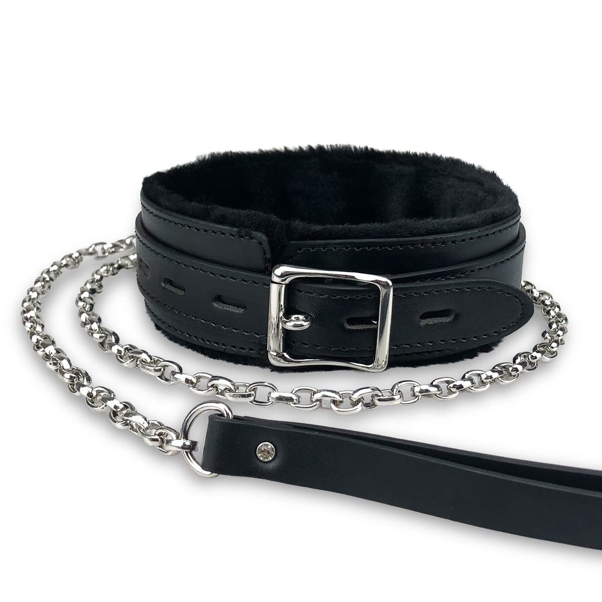 Joymin collar cuero gótico con forro de pelo, confort diario y estilo.