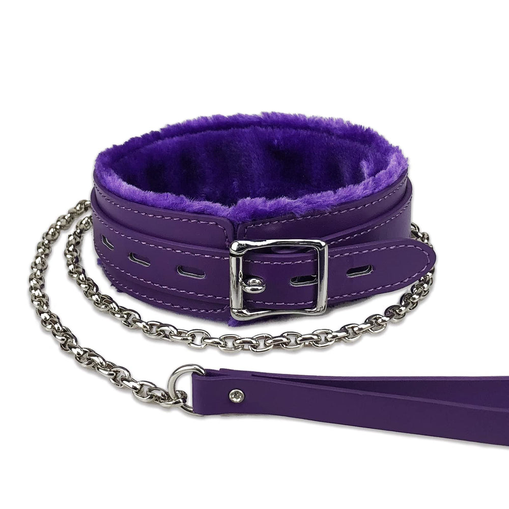 Collar joymin gotico de cuero con forro de pelo, suave y cómodo para mascotas.