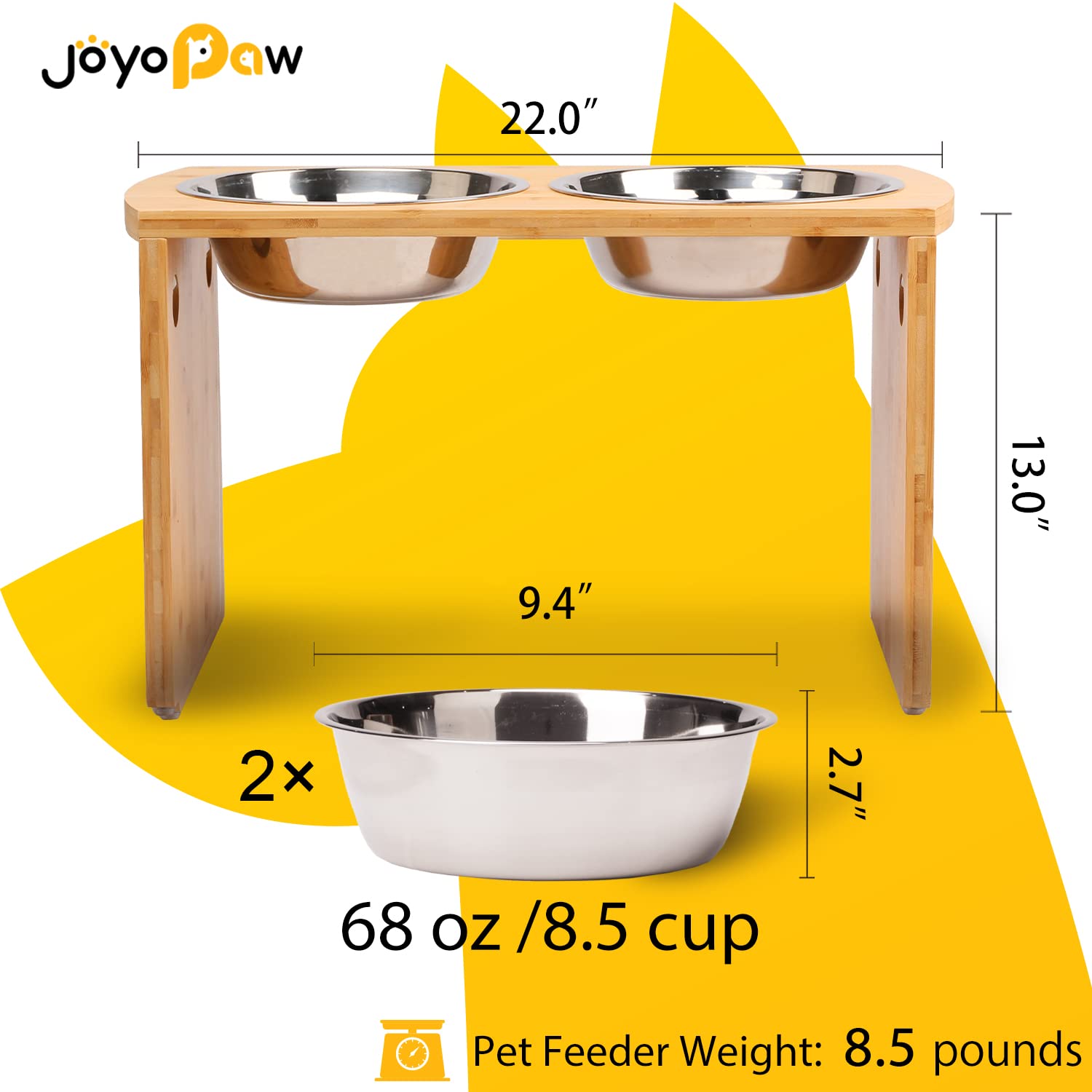 JOYOPAW base antideslizante en bambú mantiene el comedero estable durante la comida.