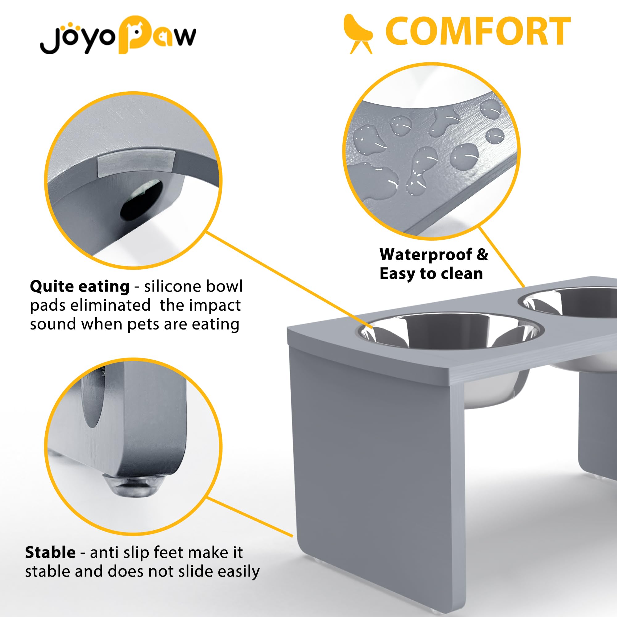 Joyopaw base de bambú estable y resistente para la alimentación.