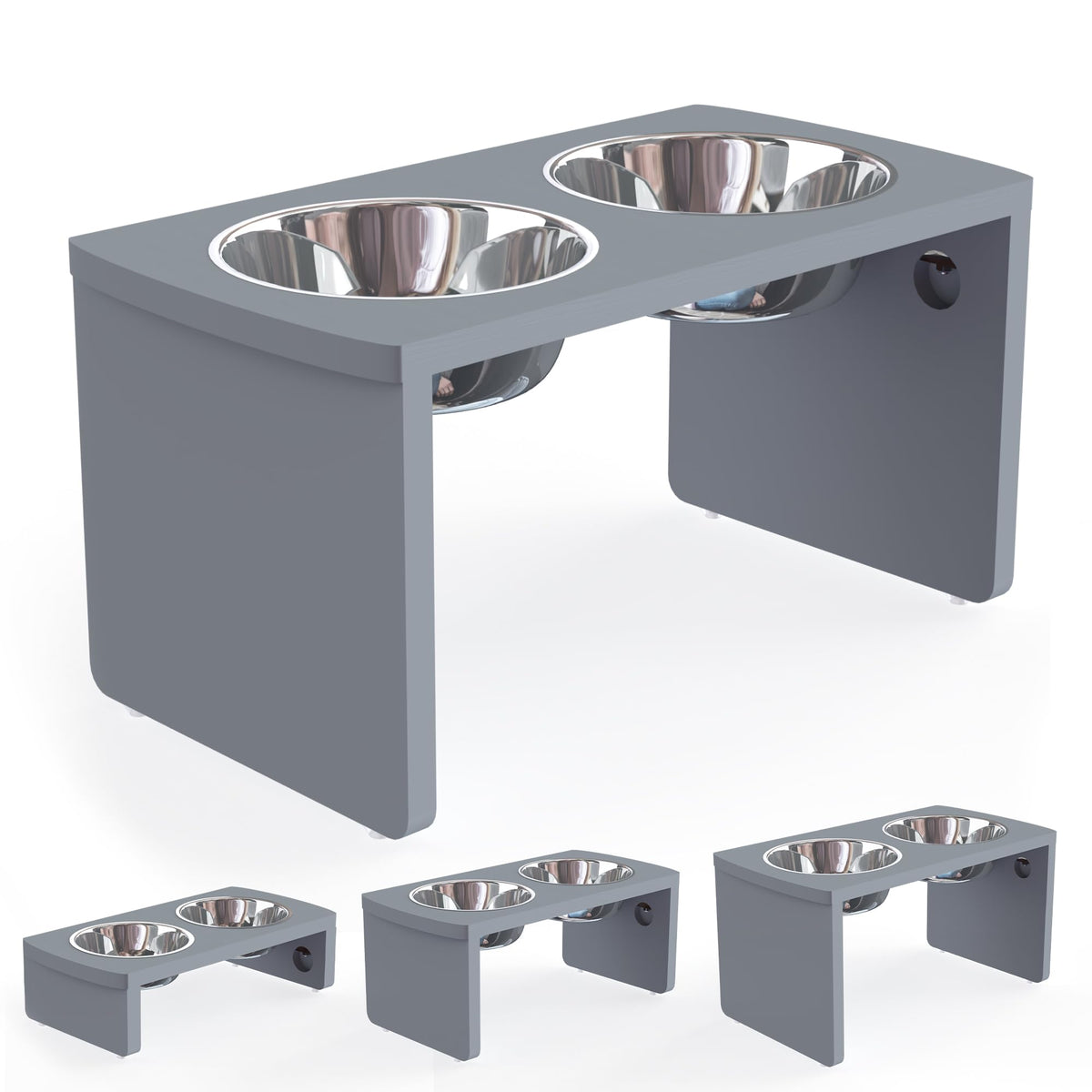 Joyopaw bebederos para perro alzado en bambú, altura cómoda para comer.