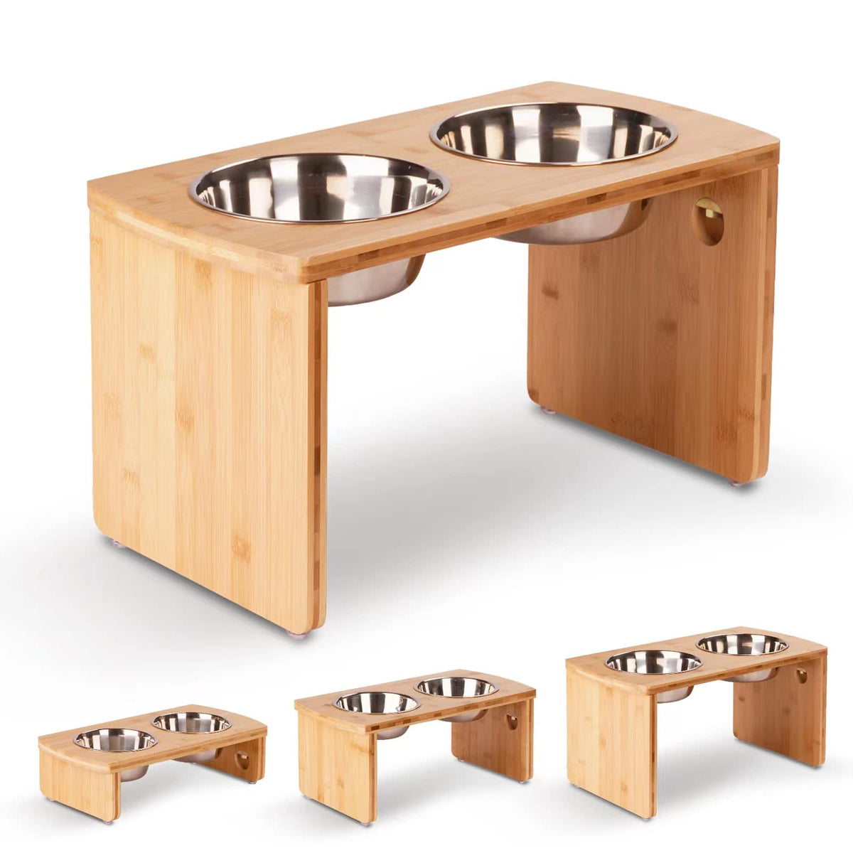 JOYOPAW comedero elevado de bambú para perros grandes, ideal para comer en altura.