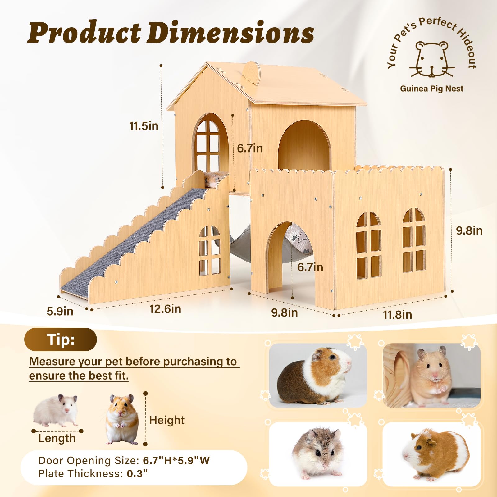 JoyPcsTable hamaca de madera para cobaya ofrece descanso suave dentro de la jaula.