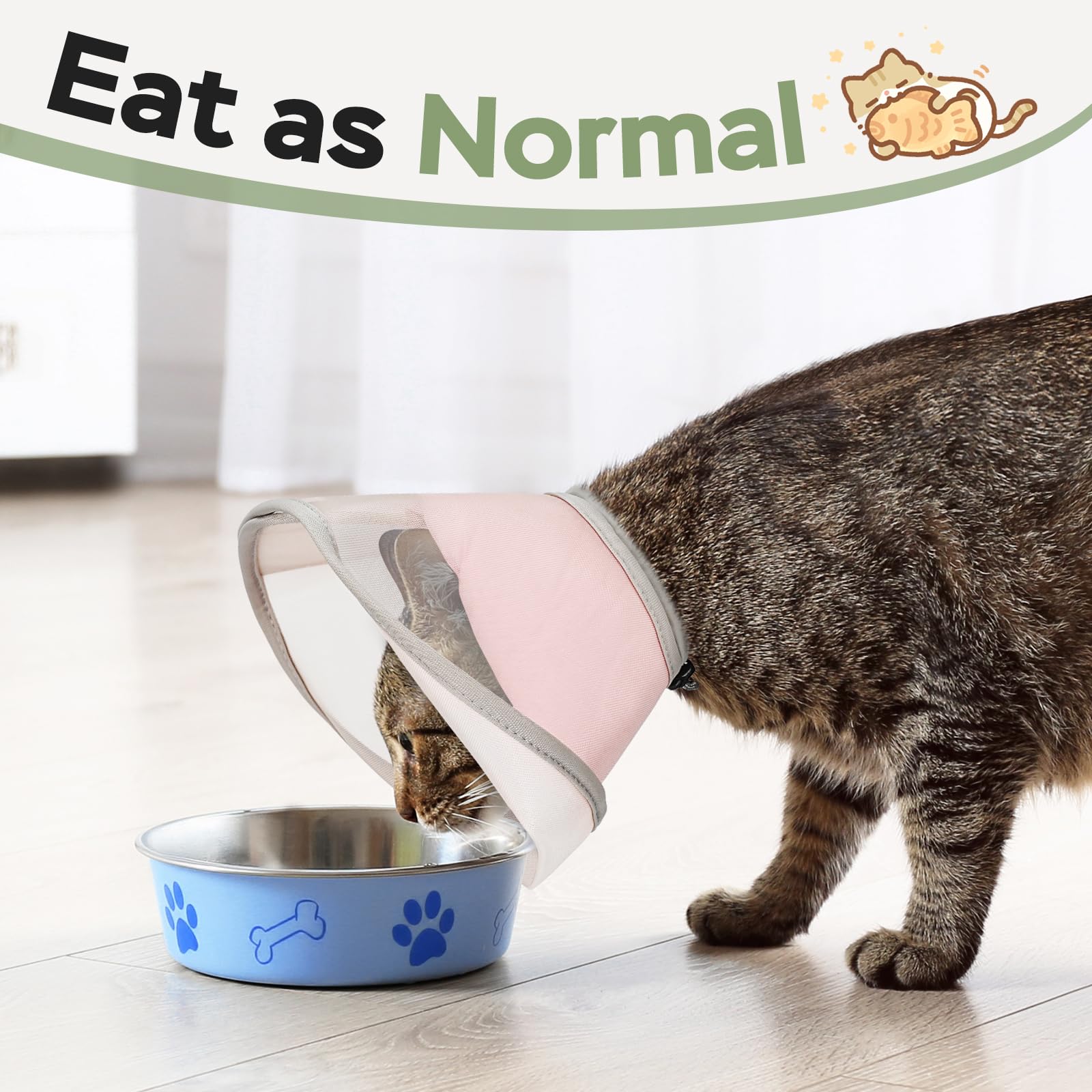 Joypig cono gato impermeable rosa, protege durante el baño.
