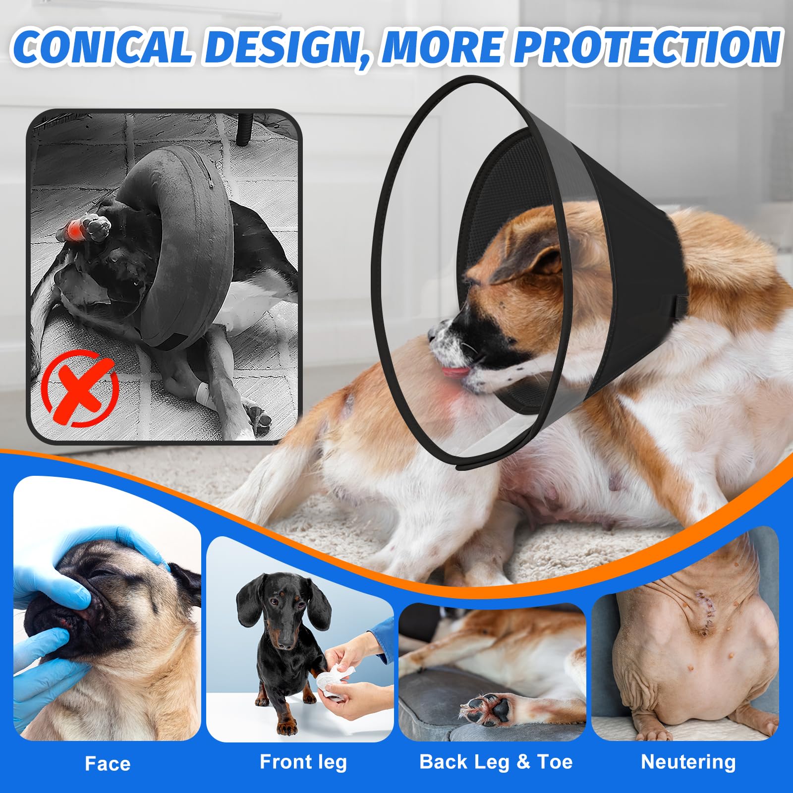 Joypig cono de recuperación, ajuste en 6 tallas para un cuello cómodo.