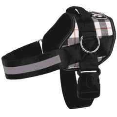 Arnés Joyride Basic en cuadros blancos, ajuste cómodo para paseos diarios sin tirones.