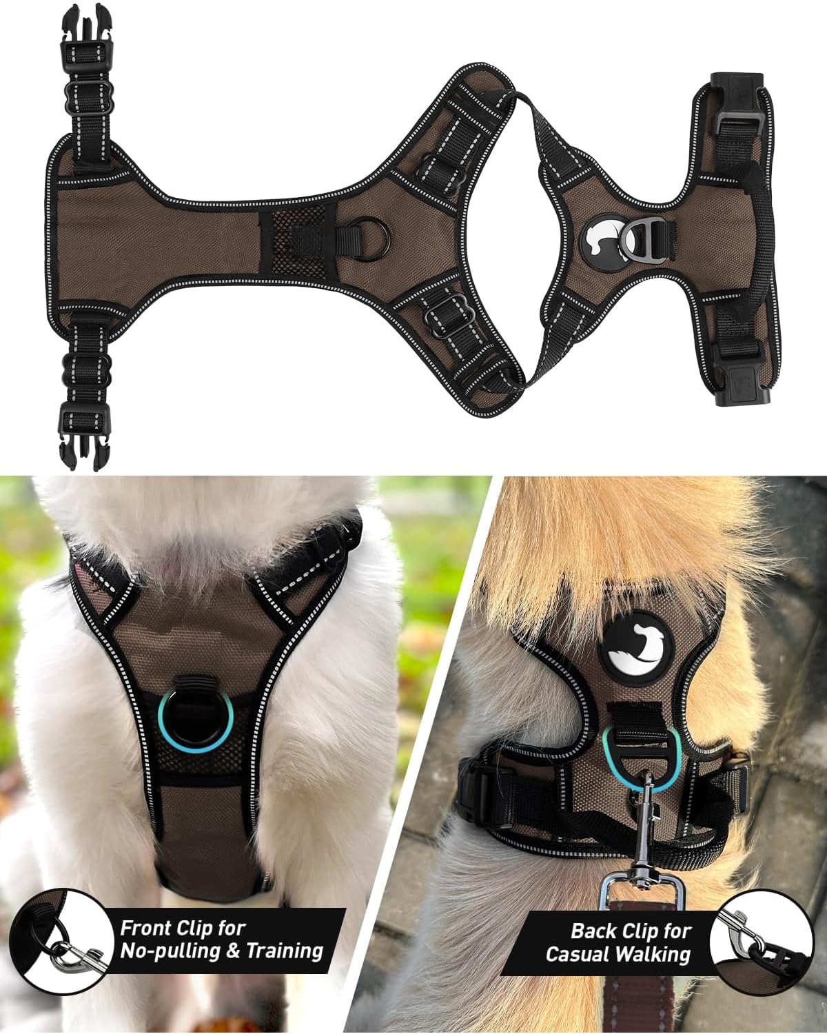 Arnés Joytale para perro mediano con asa de control para maniobras precisas.
