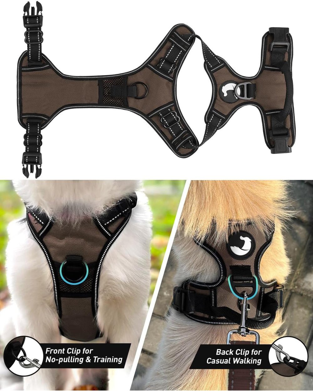 Arnés Joytale para perro mediano con asa de control para maniobras precisas.