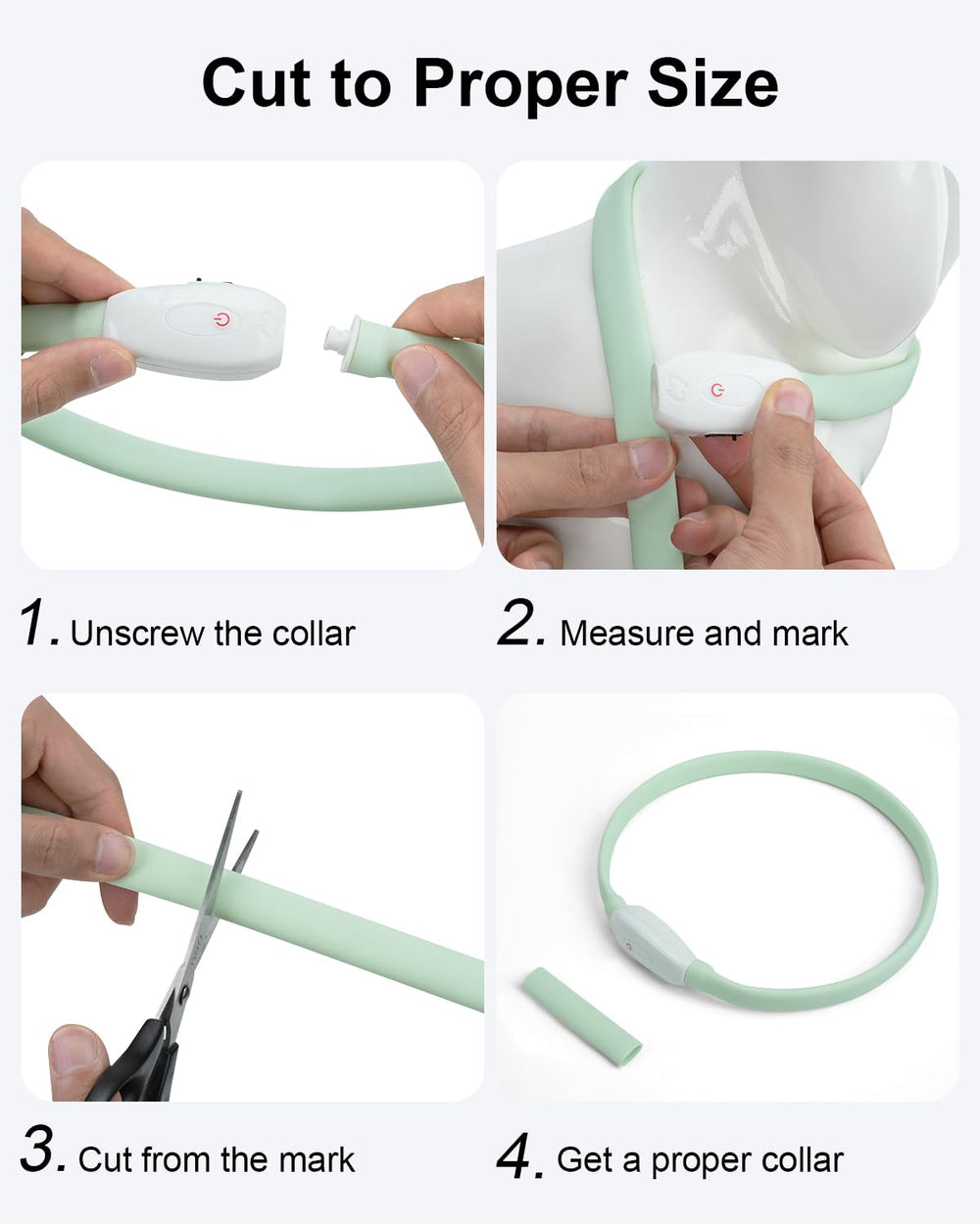 Collar Joytale LED de silicona suave, cómodo para uso diario.
