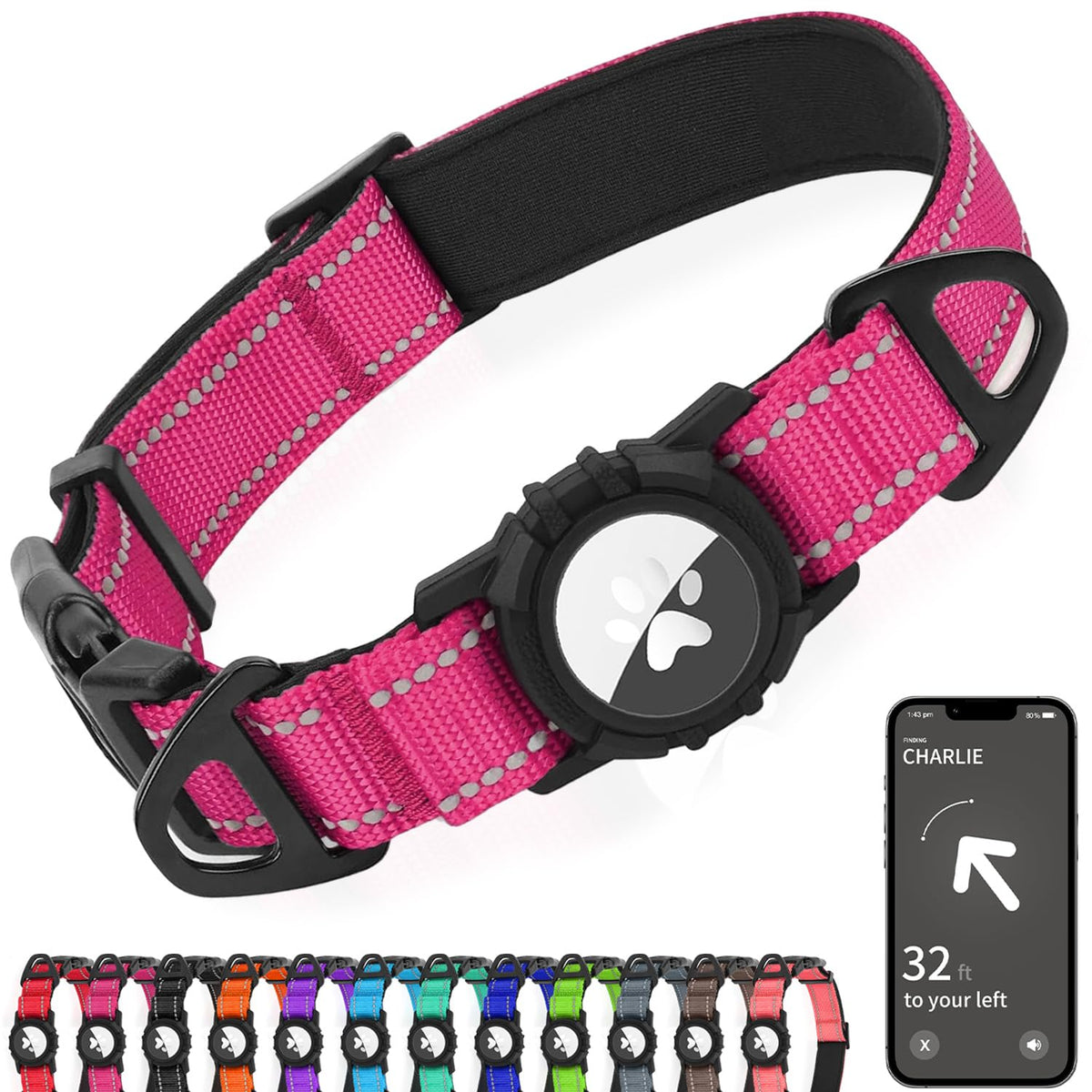 Collar Joytale AirTag impermeable para perros, ideal para paseos al aire libre