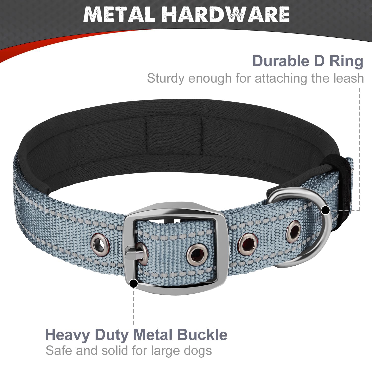 Collar Joytale con anilla en D para sujetar la correa con seguridad.