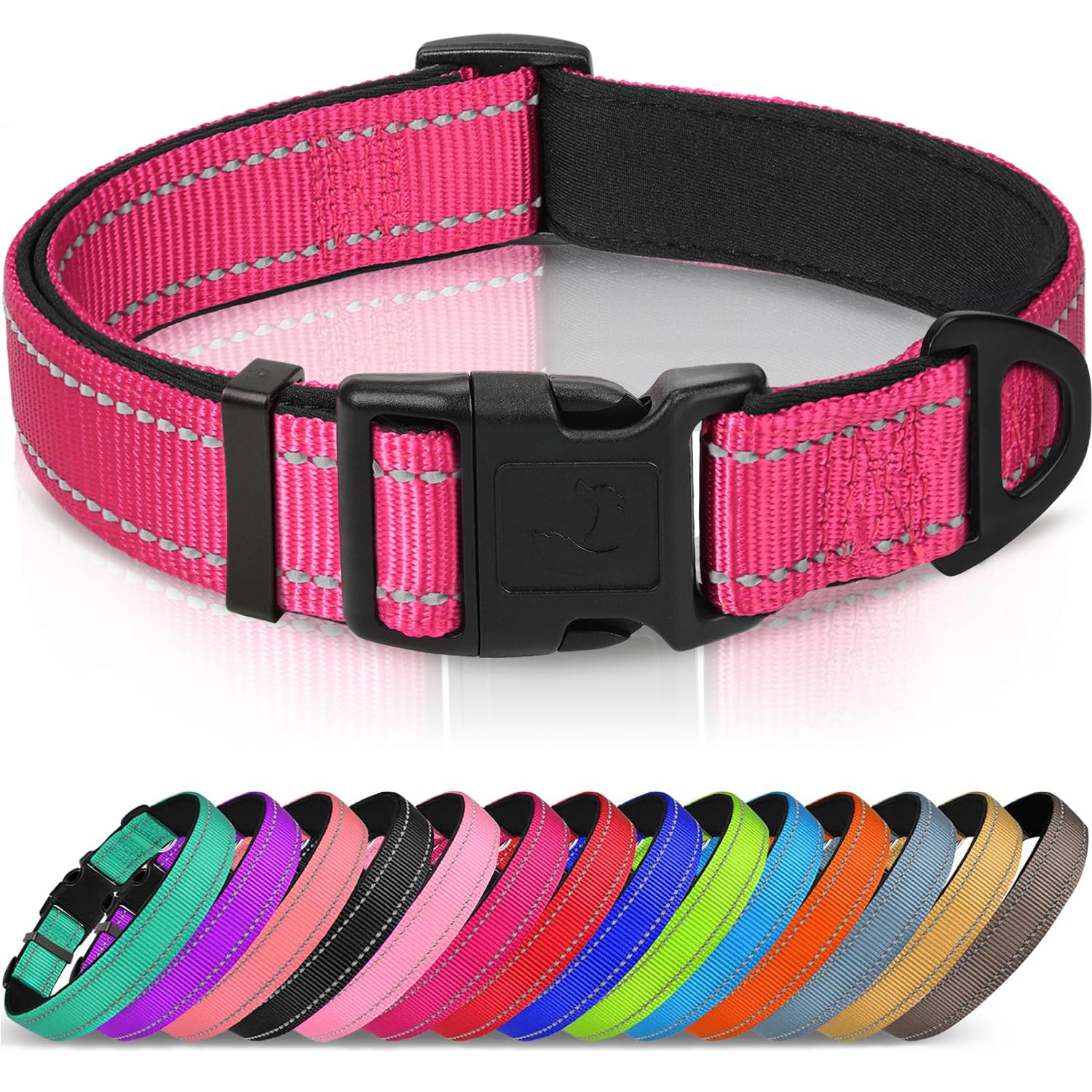 Collar Joytale reflectivo con neopreno suave para mayor visibilidad nocturna y comodidad.