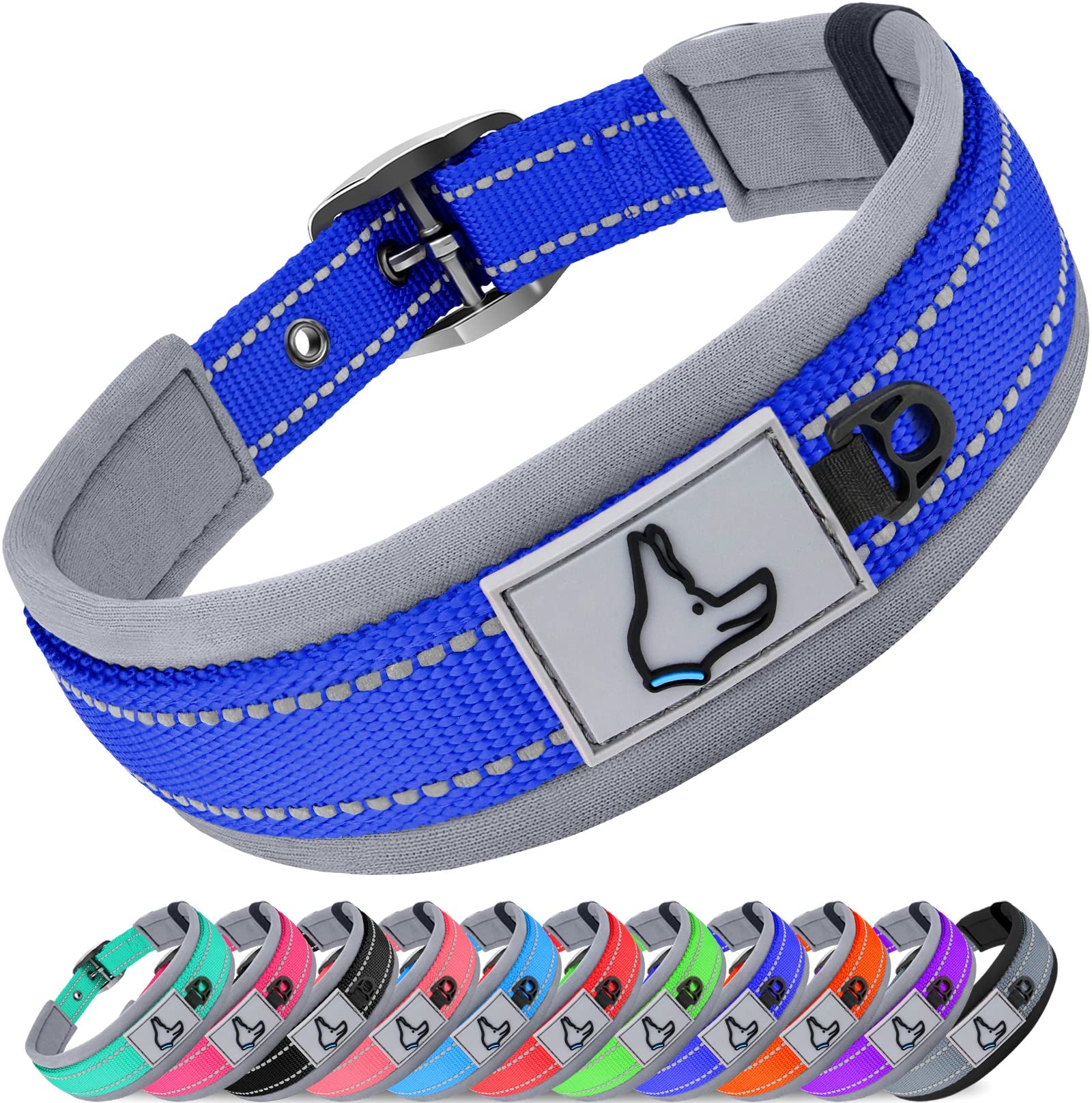 Collar Joytale para perros pequeños con neopreno acolchado, azul marino, cómodo para paseos.