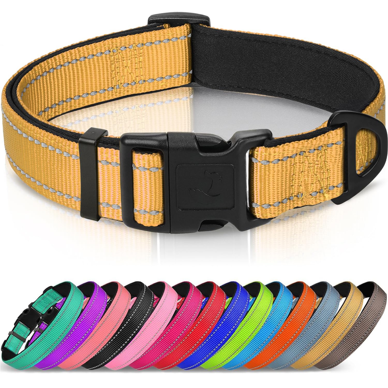 Collar Joytale reflectante con neopreno acolchado para visibilidad nocturna y comodidad.