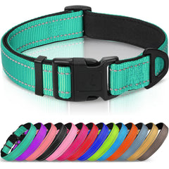 Collar Joytale reflectante con neopreno turquesa para mayor visibilidad.