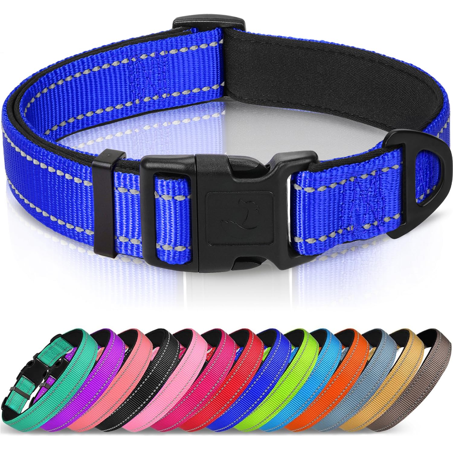 Collar Joytale reflejante XL para perro azul real mejora visibilidad nocturna.
