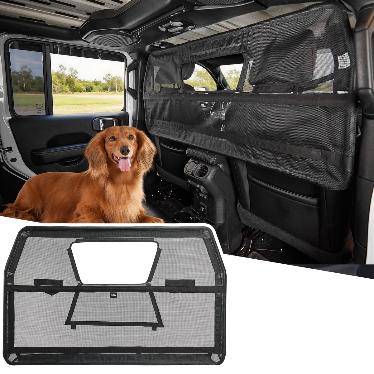JOYTUTUS barrera para perros en coche de 46 pulgadas para evitar cruces.
