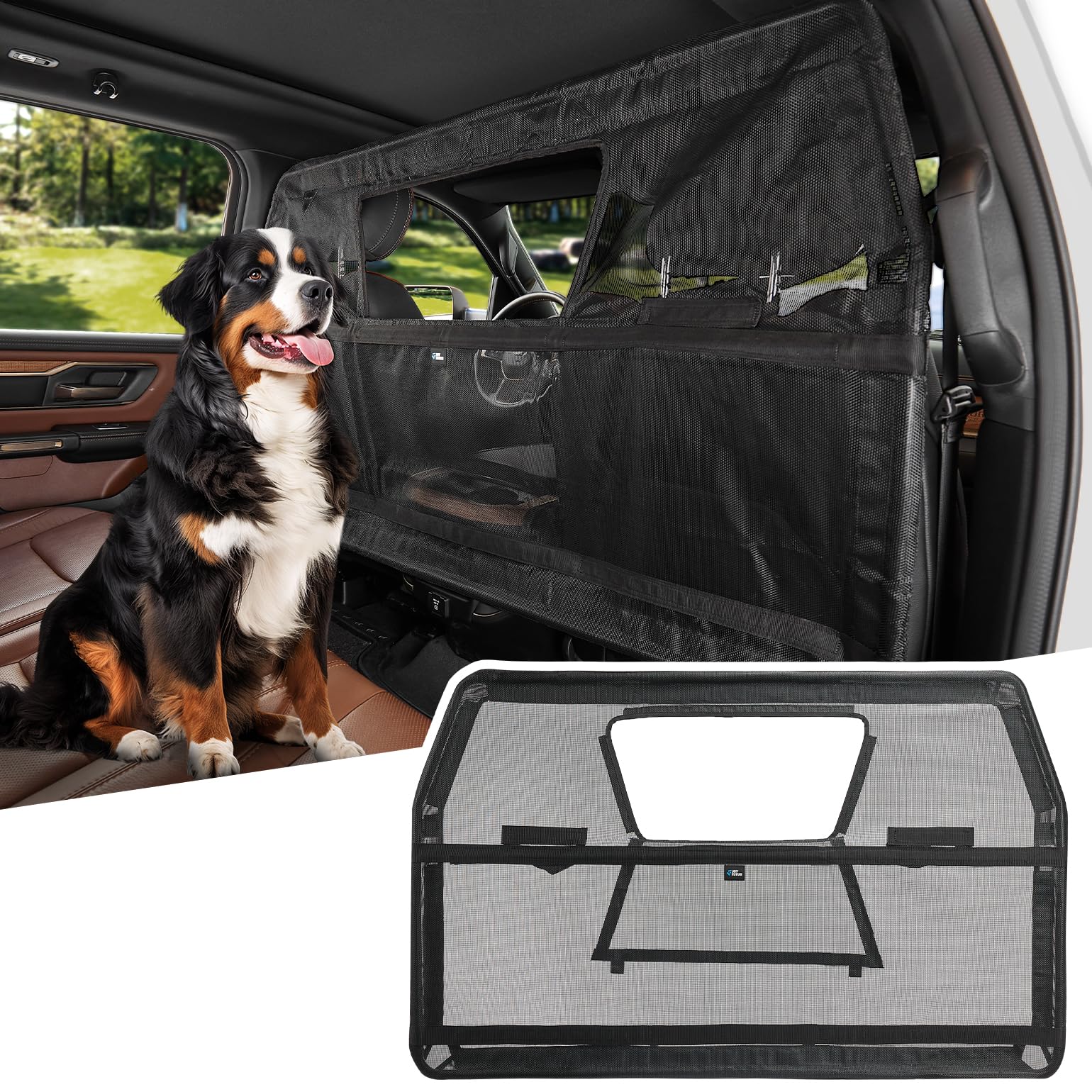 Barrera JOYTUTUS de 56 pulgadas para coche, garantiza mayor seguridad del perro durante el viaje.