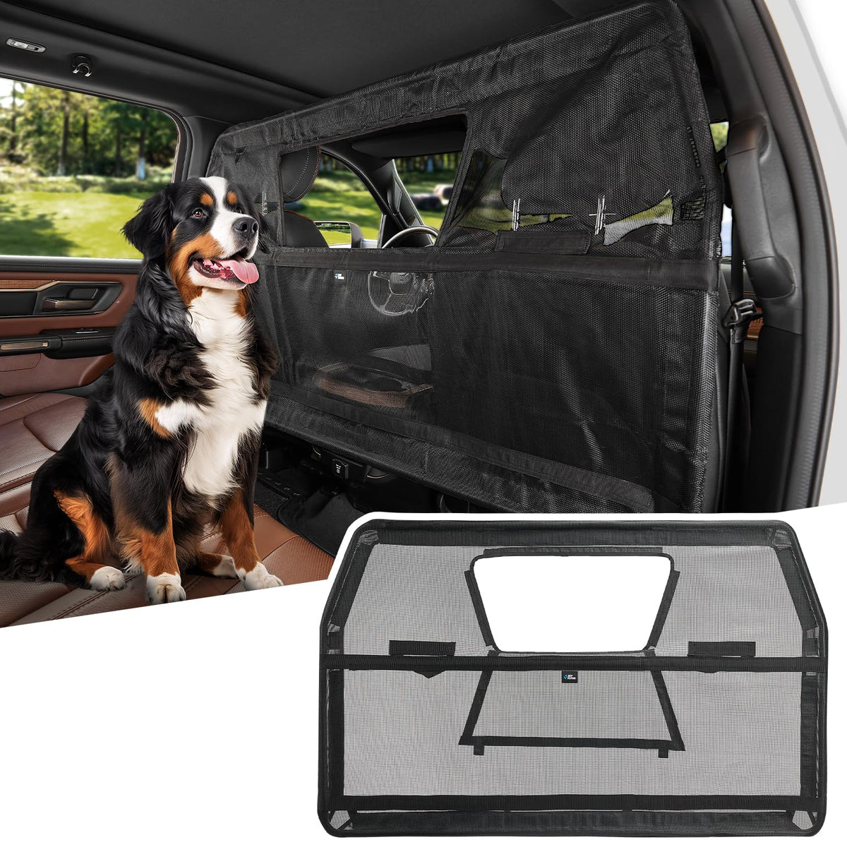 Barrera JOYTUTUS de 56 pulgadas para coche, garantiza mayor seguridad del perro durante el viaje.