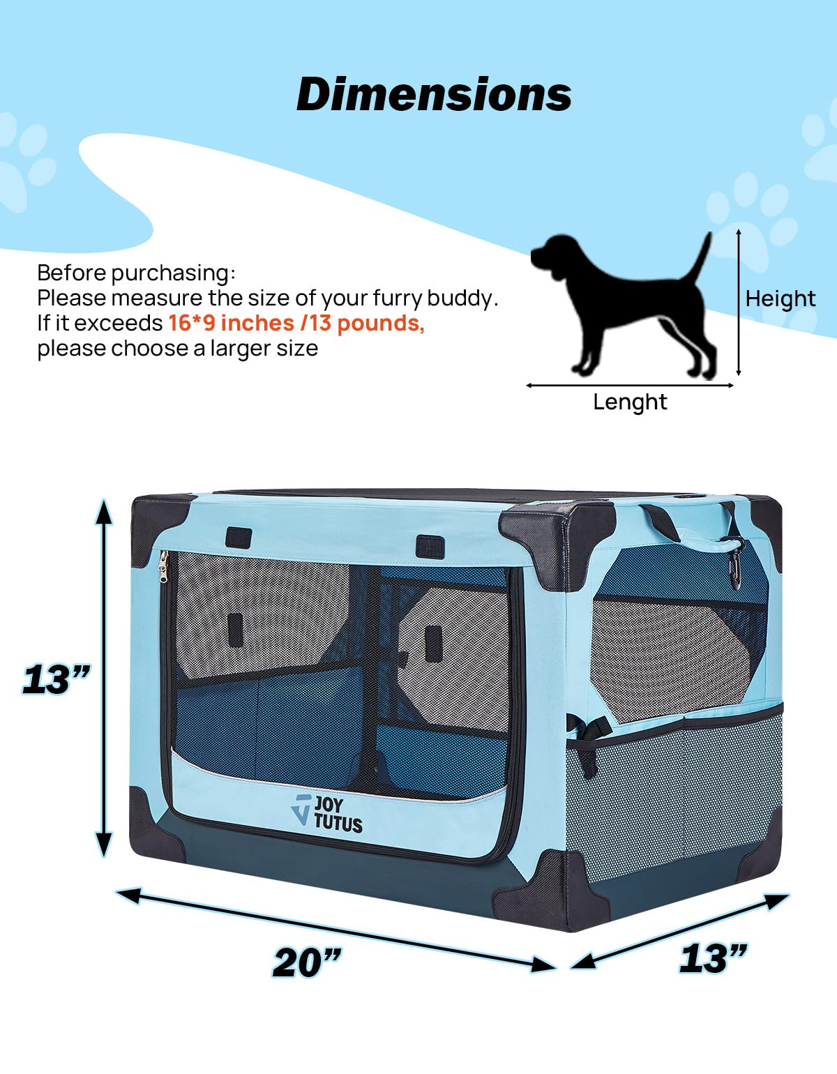 JOYTUTUS jaula-perro-compacta-para-viajes facilita transporte y almacenamiento