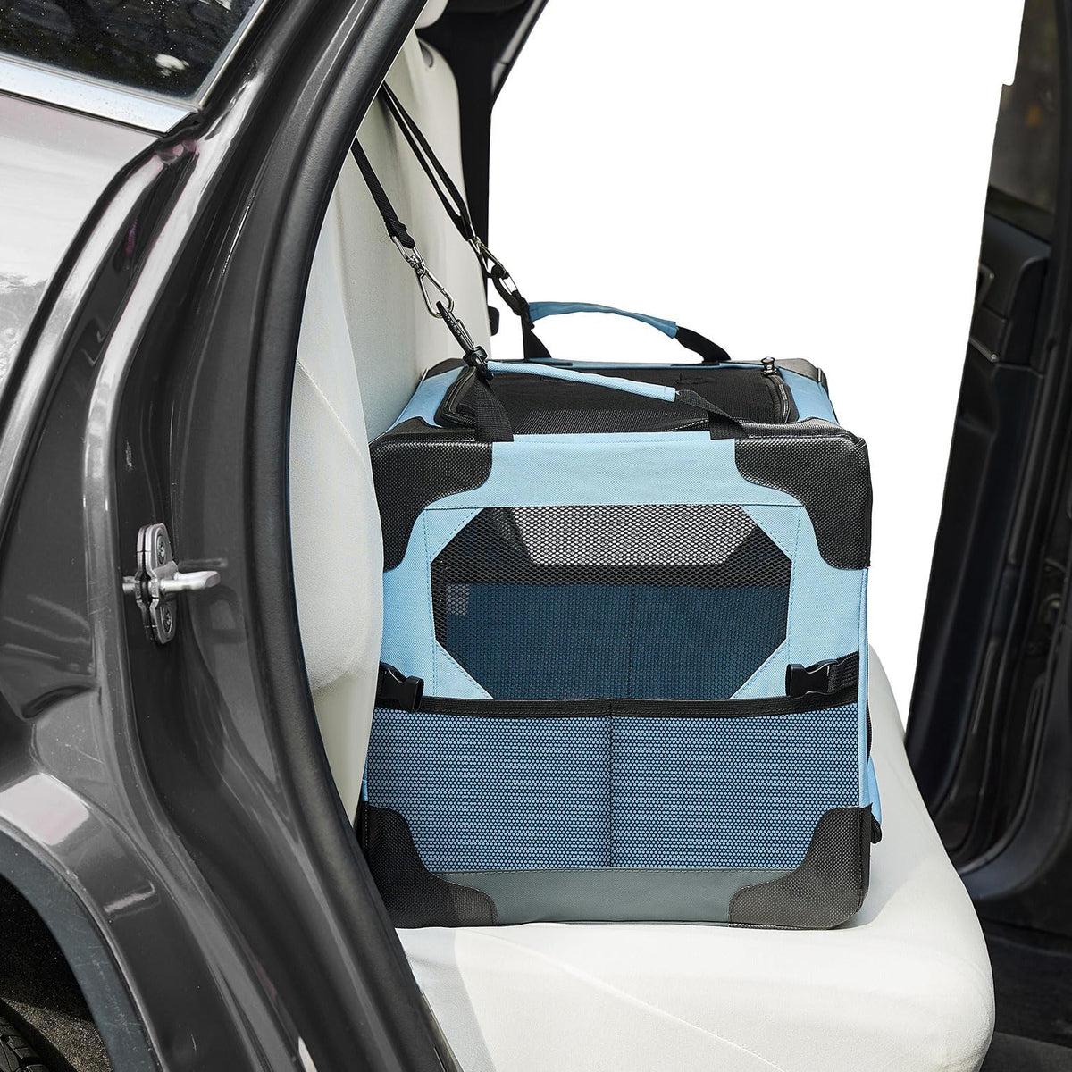 JOYTUTUS jaula plegable para perro de 20 pulgadas en coche, seguridad para viajes