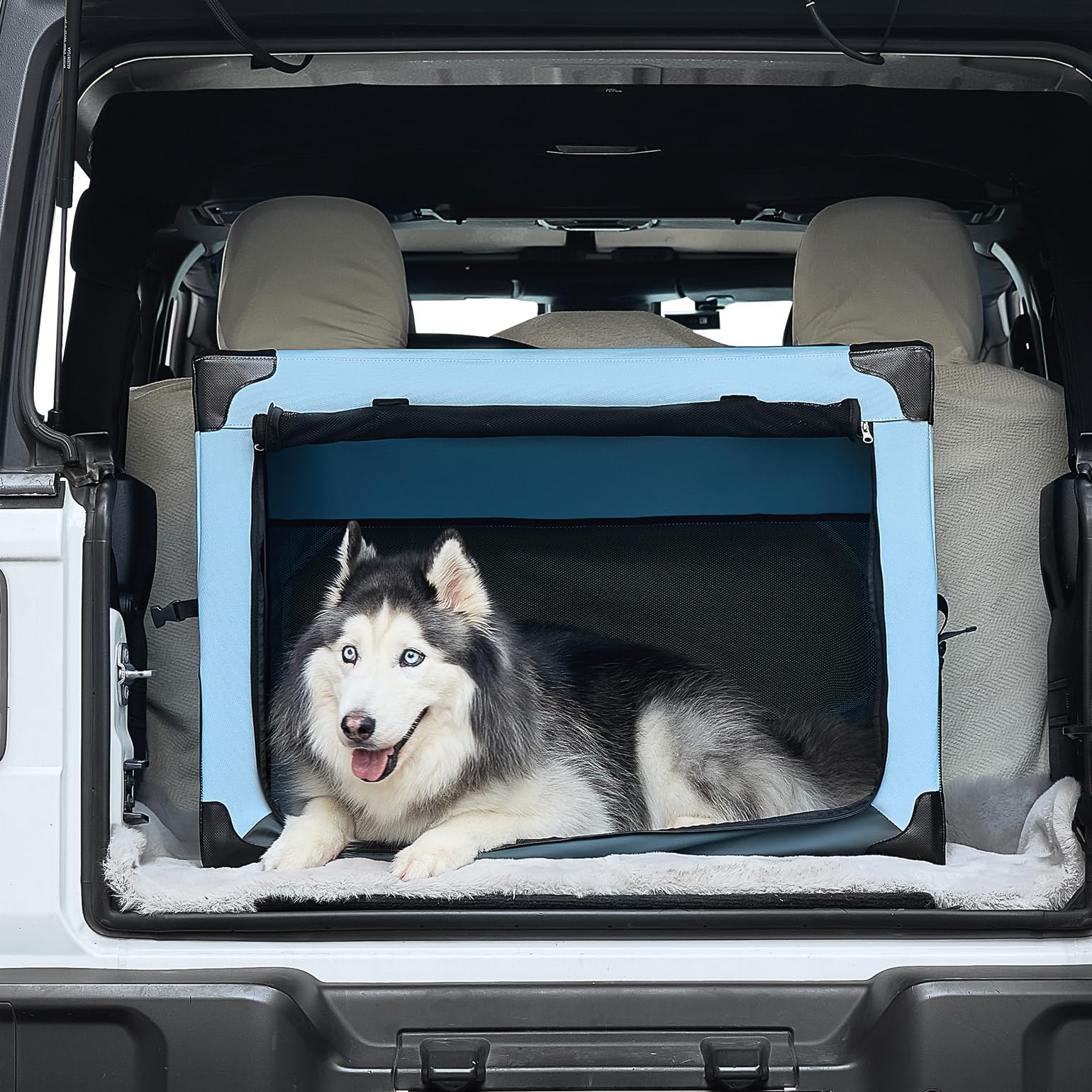 JOYTUTUS jaula plegable 32'' para perros, ideal para viajes en coche y seguridad.