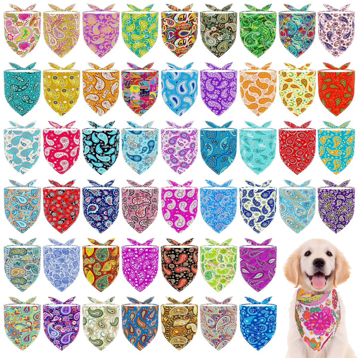 Bandana JpGdn paisley, paquete de 100, ideal para looks diarios del perro.
