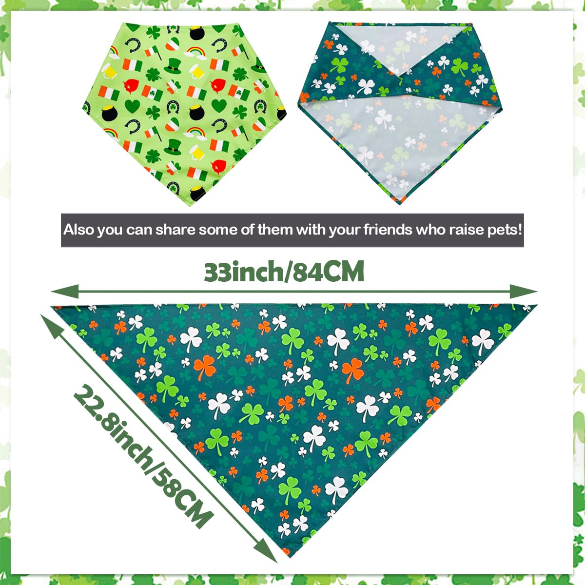 Bandanas JpGdn con trébol de tres hojas, perfecto para celebrar con estilo.