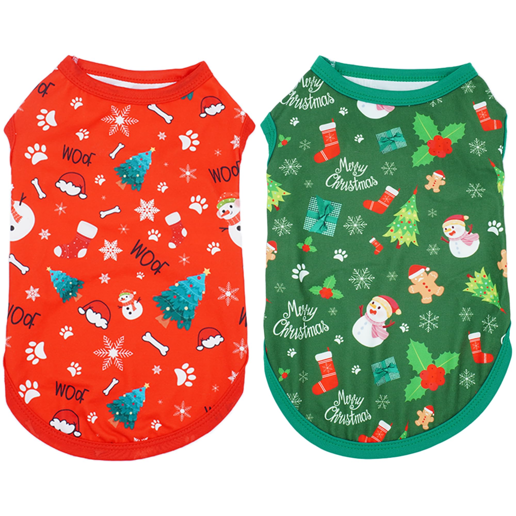 Camiseta JPGDN para perro, dos piezas, verde y roja, ideal para paseos festivos